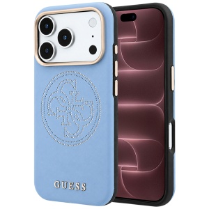 Husa pentru iPhone 18 Pro Max / iPhone 17 Pro Max - Guess Leather Perforated 4G MagSafe (GUHMP18X6PS4SRGB) - Light Blue