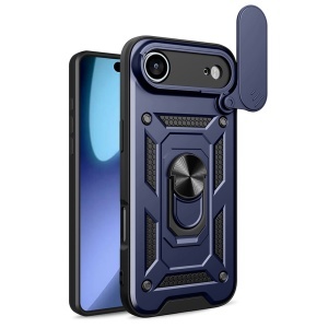 Husa pentru iPhone Air, SKYDDAR INNOVATION, CamShield, Inel magnetic, set cu sticker, Albastru