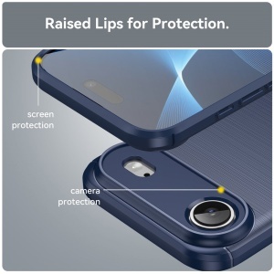 Husa pentru iPhone Air, SKYDDAR INNOVATION, Carbon Silicone, din Silicon Slim, cu textura Fibra Carbon, set cu sticker, Albastru - Img 5