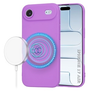 Husa pentru iPhone Air, SKYDDAR INNOVATION, din Silicon Catifelat, SoftFlex Magsafe, set cu sticker, Mov - Img 6
