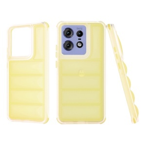 Husa pentru Motorola Edge 50 Pro, anti soc, margini ridicate, design modern, set cu sticker, wave shield, Galben