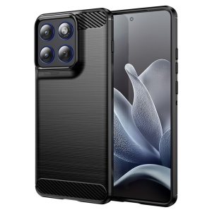 Husa pentru Motorola Edge 70, SKYDDAR INNOVATION, Carbon Silicone, din Silicon Slim, cu textura Fibra Carbon, set cu sticker, Negru