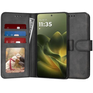 Husa pentru Motorola Edge 70, SKYDDAR INNOVATION, Diary Book, tip carte cu Portofel Interior, Antisoc, set cu sticker, Negru