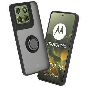 Husa pentru Motorola Edge 70, SKYDDAR INNOVATION, Glinth cu Inel Rotativ 360° Magnetic, set cu sticker, Negru