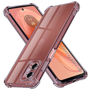Husa pentru Motorola Moto G04 / Moto G24 / Moto G04s / Moto E14, SKYDDAR INNOVATION, Shockproof Clear Silicone, Silicon Slim, set cu sticker, Fumuriu