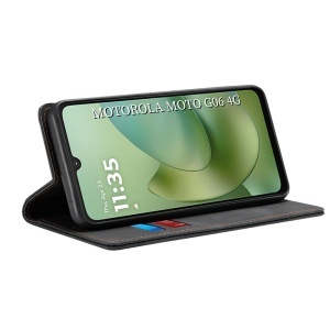 Husa pentru Motorola Moto G06, SKYDDAR INNOVATION, Confy Cover tip Carte din piele Eco Premium, cu Portofel Interior, set cu sticker, Negru - Img 2