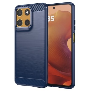 Husa pentru Motorola Moto G15 / Moto G15 Power, SKYDDAR INNOVATION, Carbon Silicone, din Silicon Slim, cu textura Fibra Carbon, set cu sticker, Albastru