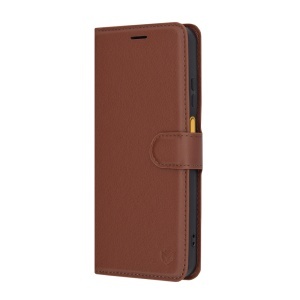 Husa pentru Motorola Moto G15 / Moto G15 Power, SKYDDAR INNOVATION, Leather Folio tip Carte, cu Portofel Interior, Finisaje Premium, set cu sticker, Maro - Img 5