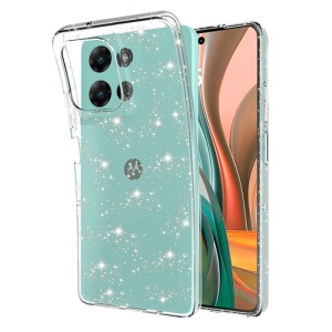 Husa pentru Motorola Moto G75 din Silicon TPU cu Sclipici, Design Elegant si Ultra Subtire, Shine cu sticker - Transparenta