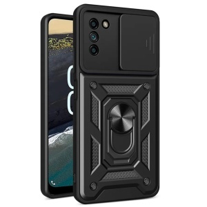 Husa pentru Nokia G21 / G11, SKYDDAR INNOVATION, CamShield, Inel magnetic, set cu sticker, Negru