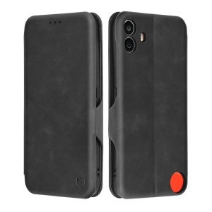 Husa pentru Nothing CMF Phone 1, SKYDDAR INNOVATION, Safe Wallet tip carte din Piele Ecologica, Suport Carduri, Inchidere Magnetica, Negru, set cu sticker