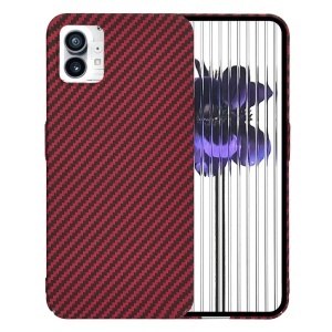 Husa pentru Nothing Phone (1), SKYDDAR INNOVATION, textura carbon, Carbonite FiberShell, set cu sticker, Rosu,