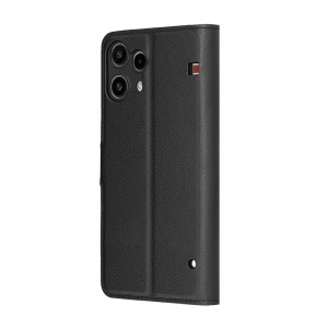 Husa pentru Nothing Phone (3a) Lite, SKYDDAR INNOVATION, Leather Folio tip Carte, cu Portofel Interior, Finisaje Premium, set cu sticker, Negru - Img 6