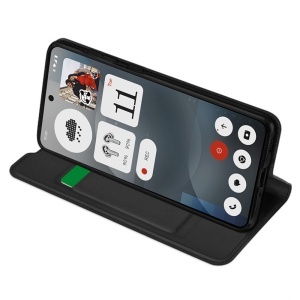 Husa pentru Nothing Phone (3a), SKYDDAR INNOVATION, Prestige, tip Carte cu Portofel Interior, Negru, set cu sticker - Img 2