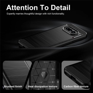 Husa pentru Nothing Phone (4a) din Silicon Slim, cu textura Fibra Carbon, set cu sticker, Carbon Silicone, Negru - Img 3