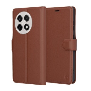 Husa pentru OnePlus 13R, SKYDDAR INNOVATION, Leather Wallet, tip Carte cu Portofel Interior, Finisaje Premium, set cu sticker, Maro