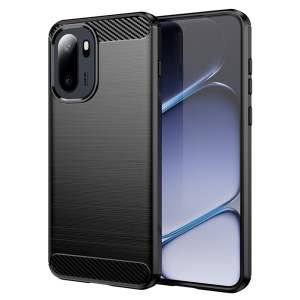 Husa pentru OnePlus 15R, SKYDDAR INNOVATION, Carbon Silicone, din Silicon Slim, cu textura Fibra Carbon, set cu sticker, Negru