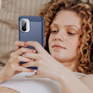 Husa pentru OnePlus Nord CE5, SKYDDAR INNOVATION, Carbon Silicone, din Silicon Slim, cu textura Fibra Carbon, set cu sticker, Albastru - Img 6