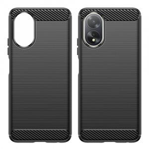 Husa pentru Oppo A18 / A38 din silicon, Slim, cu textura Fibra Carbon - Negru - Img 7