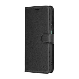 Husa pentru Oppo A5 4G, SKYDDAR INNOVATION, Leather Folio tip Carte, cu Portofel Interior, Finisaje Premium, set cu sticker, Negru - Img 5