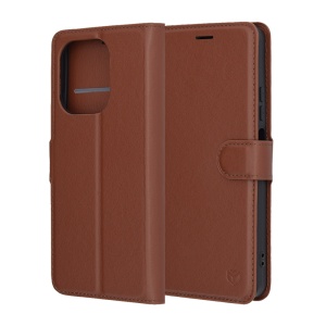 Husa pentru Oppo A5 Pro 5G, SKYDDAR INNOVATION, Leather Folio, tip Carte, cu Portofel Interior, Finisaje Premium, Maro, set cu sticker - Img 6