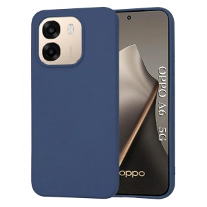 Husa pentru Oppo A6 4G din Silicon Catifelat, Antisoc, set cu sticker, SoftElegance, Bleumarin