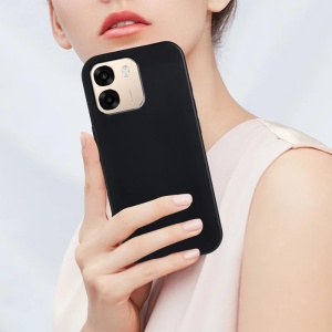 Husa pentru Oppo A6x 4G / 5G din Silicon Catifelat, Antisoc, set cu sticker, SoftElegance, Negru - Img 3