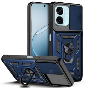Husa pentru Oppo A6x 4G / 5G, protectie camere, Inel magnetic, set cu sticker, CamShield, Albastru