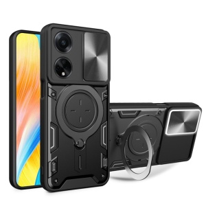 Husa pentru Oppo A98 5G, SKYDDAR INNOVATION, CamGuard Pro, Inel Magnetic, Protectie Camera, set cu sticker, Negru