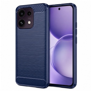 Husa pentru Oppo Reno16 F / Reno16 FS din Silicon Slim, cu textura Fibra Carbon, set cu sticker, Carbon Silicone, Albastru