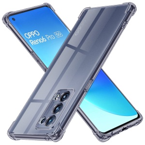Husa pentru Oppo Reno6 Pro 5G (Snapdragon), SKYDDAR INNOVATION, Shockproof Clear Silicone, Silicon Slim, set cu sticker, Fumuriu