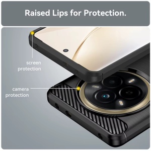 Husa pentru Realme 14 Pro, SKYDDAR INNOVATION, Carbon Silicone, din Silicon Premium, Slim, cu textura Fibra Carbon, Negru, set cu sticker - Img 5