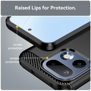 Husa pentru Realme 16 Pro, , din Silicon Slim, cu textura Fibra Carbon, Skyddar Carbon Silicone, set cu sticker, Negru - Img 6
