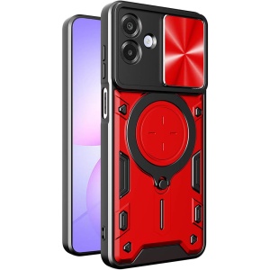 Husa pentru Samsung Galaxy A07 4G, SKYDDAR INNOVATION, CamGuard Pro, Inel Magnetic, Protectie Camera, set cu sticker, Rosu