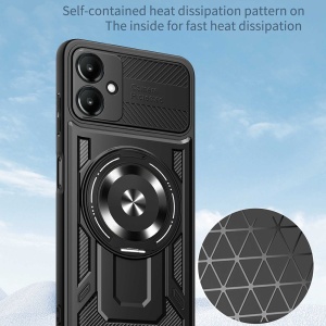 Husa pentru Samsung Galaxy A07 4G, SKYDDAR INNOVATION, RuggedCam, Inel magnetic antisoc, set cu sticker, Gri - Img 5