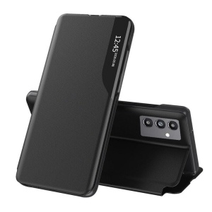 Husa pentru Samsung Galaxy A13 5G / Galaxy A04S, tip carte, set cu sticker, eFold, Negru