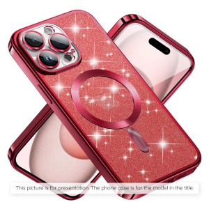 Husa pentru Samsung Galaxy A17 5G, SKYDDAR INNOVATION, Luxury Glitter Magsafe, Antisoc, Fundal Detasabil 2-in-1, Margini Ridicate, set cu sticker, Rosu