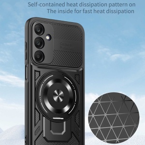 Husa pentru Samsung Galaxy A25 5G, SKYDDAR INNOVATION, RuggedCam, Inel magnetic antisoc, set cu sticker, Negru - Img 9