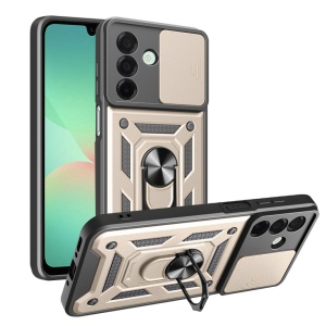 Husa pentru Samsung Galaxy A26 5G, SKYDDAR INNOVATION, CamShield, Inel magnetic, set cu sticker, Auriu