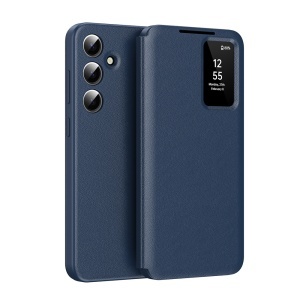 Husa pentru Samsung Galaxy A27 5G tip carte, cu portofel, set cu sticker, SmartView, Premium, Albastru