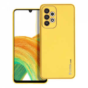 Husa pentru Samsung Galaxy A33 5G din piele ecologica, Skyddar Leather - Galben