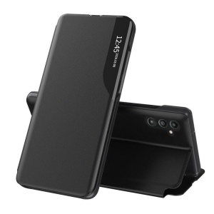 Husa pentru Samsung Galaxy A35 5G, tip carte, set cu sticker, eFold, Negru