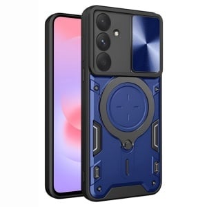 Husa pentru Samsung Galaxy A37 5G, SKYDDAR INNOVATION, CamGuard Pro, Inel Magnetic, Protectie Camera, set cu sticker, Albastru