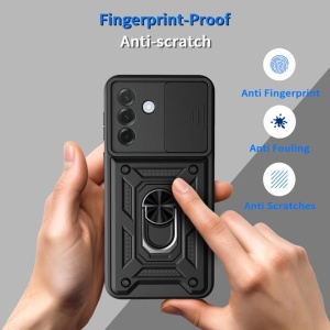 Husa pentru Samsung Galaxy A37 5G, SKYDDAR INNOVATION, CamShield, Inel magnetic, set cu sticker, Auriu - Img 3