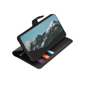 Husa pentru Samsung Galaxy A37 5G, SKYDDAR INNOVATION, Leather Folio tip Carte, cu Portofel Interior, Finisaje Premium, set cu sticker, Negru - Img 4