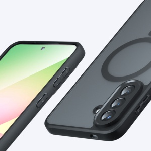 Husa pentru Samsung Galaxy A37 5G, SKYDDAR INNOVATION, PureFrost MagSafe, AntiSoc, set cu sticker, Negru frost - Img 4
