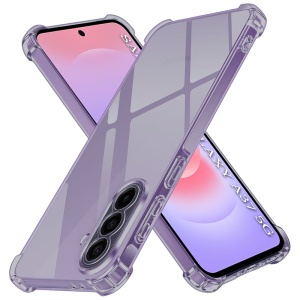 Husa pentru Samsung Galaxy A37 5G, SKYDDAR INNOVATION, Shockproof Clear Silicone, Silicon Slim, set cu sticker, Fumuriu