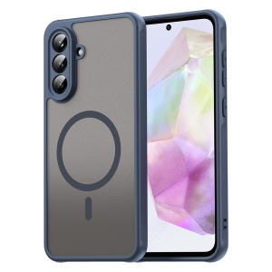 Husa pentru Samsung Galaxy A56 5G, Slim, Antisoc, Mat, Magsafe, set cu sticker, HaloFrost II, Bleumarin