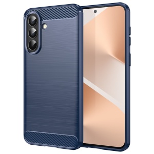 Husa pentru Samsung Galaxy A57 5G, SKYDDAR INNOVATION, Carbon Silicone, din Silicon Slim, cu textura Fibra Carbon, set cu sticker, Albastru