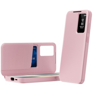 Husa pentru Samsung Galaxy A57 5G tip carte, Skyddar, cu portofel si SmartView, Premium, set cu sticker, Roz - Img 2